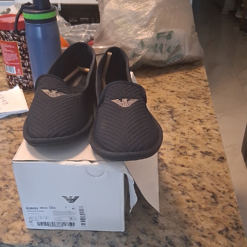 Emporio Armani Black Slip-On Footwear